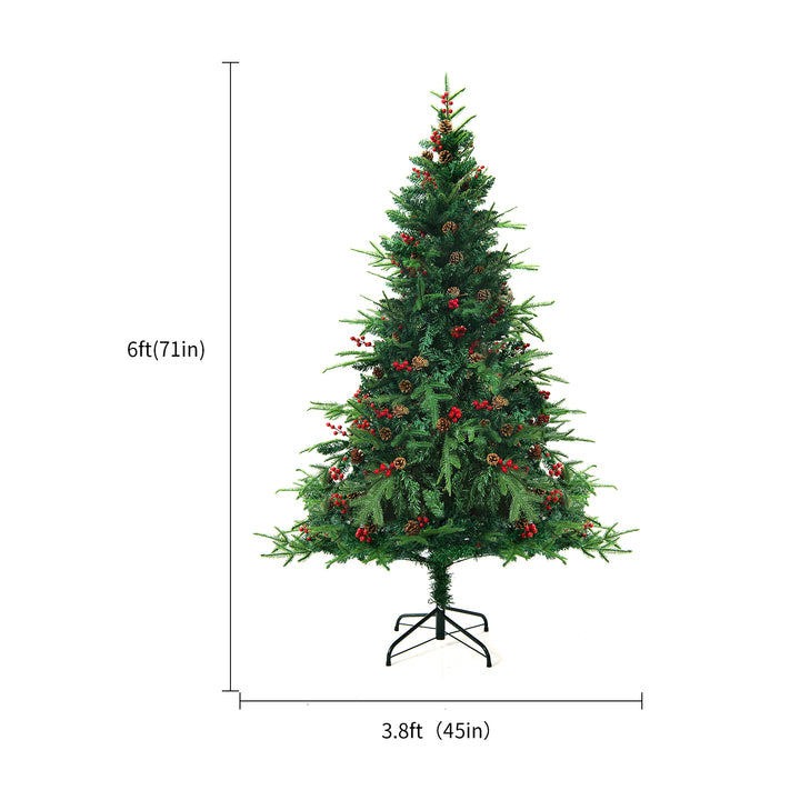 Snow-flocked white Christmas tree with warm-white lights