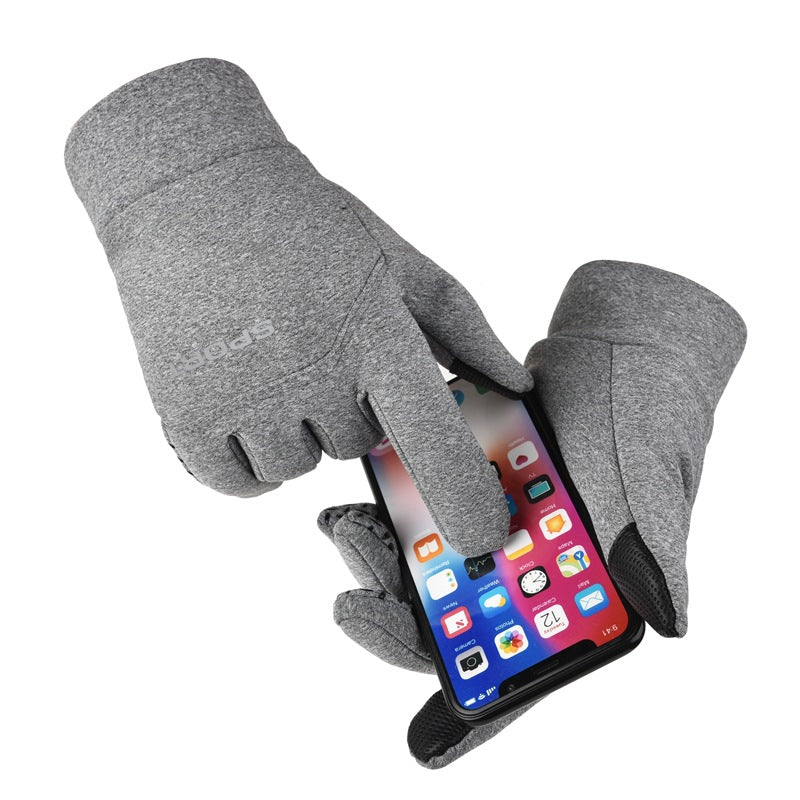 Black velvet-lined sports gloves with grip