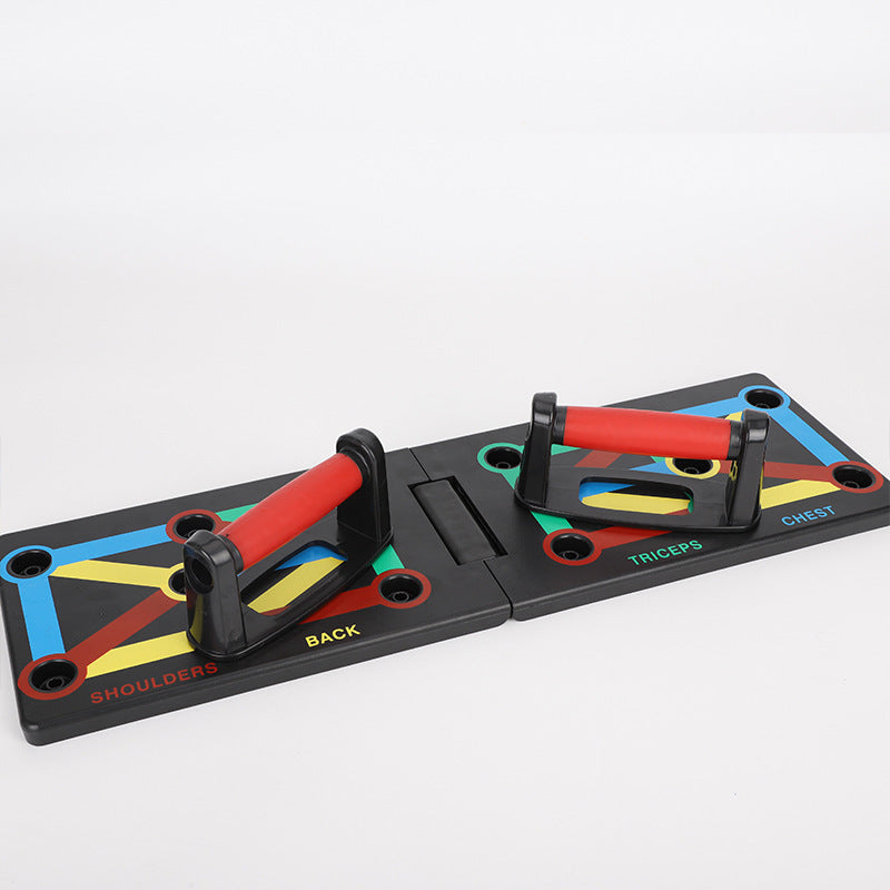 Foldable color-coded push-up board with handles
