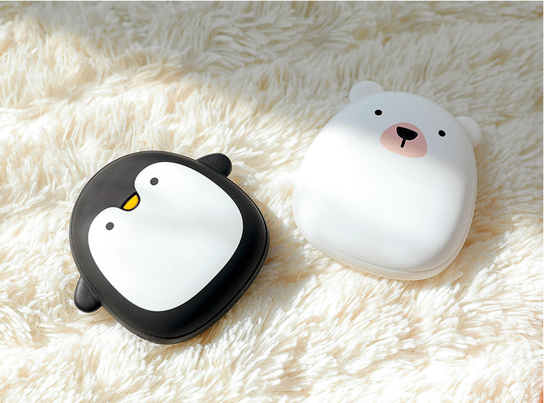 Cartoon Penguin and Polar Bear Hand Warmer, USB Rechargeable