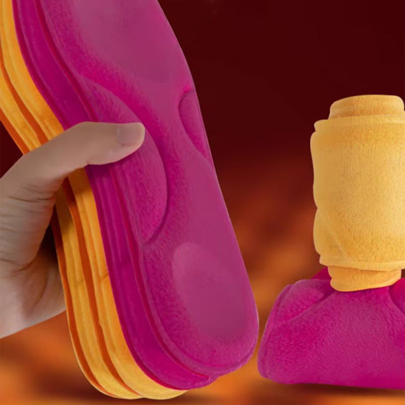 Red self-warming plush insoles