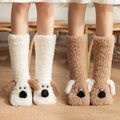 Plush cartoon dog slipper socks