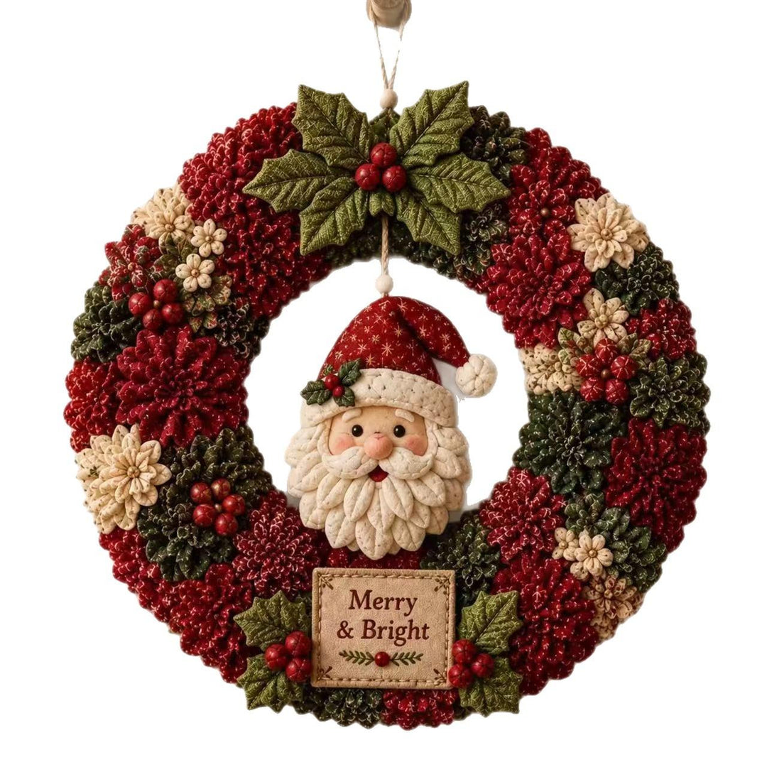 DIY fabric Christmas wreath with Santa figure