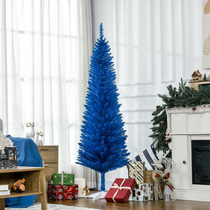 Heat Grove 6 ft Blue Pencil Christmas Tree with Detachable Base