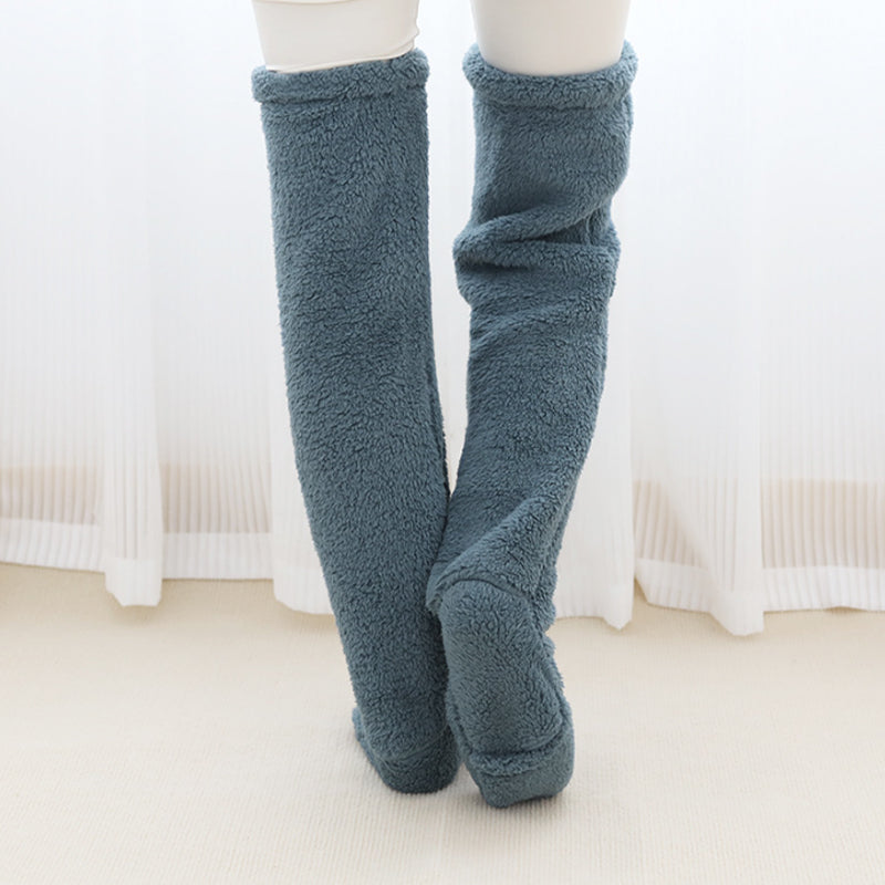 Fluffy Long Knee Warmer Socks with Open-Toe Design