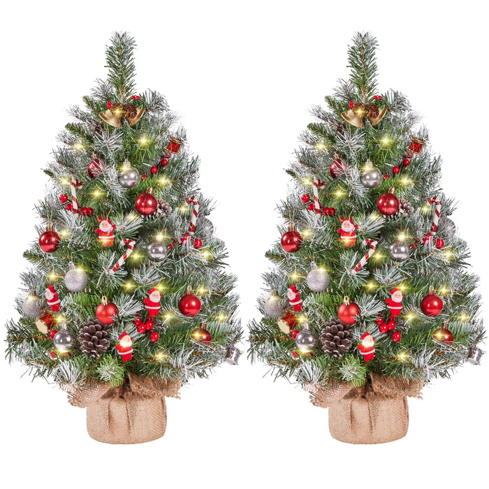 Heat Grove Set of 2 Frosted Tabletop Trees with 50 Warm LEDs
