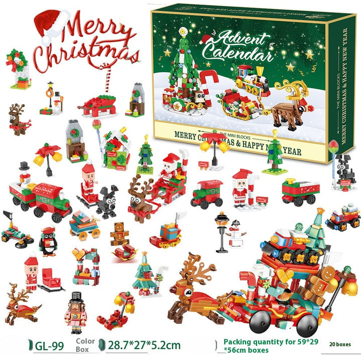 Christmas advent calendar with 24 mini brick building boxes