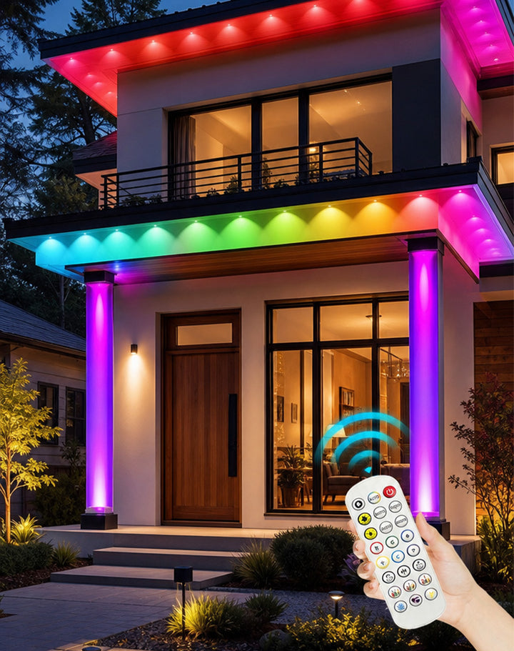 RGB permanent eave lights on house roofline
