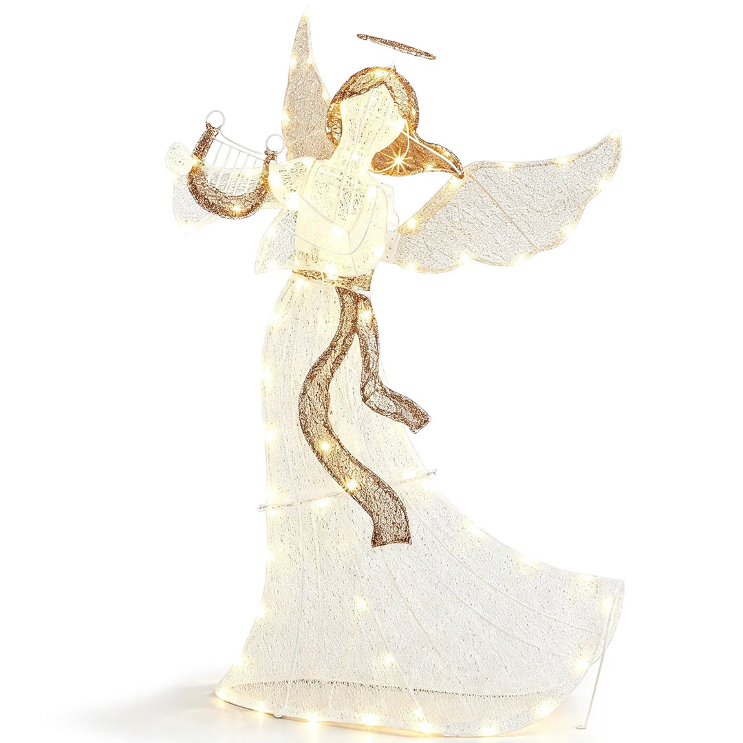 White fabric Christmas angel with lights