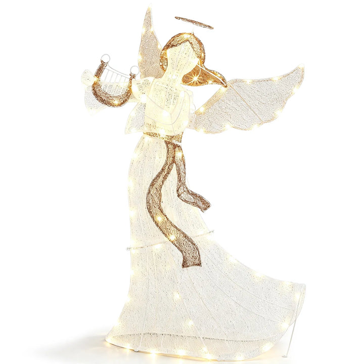 White fabric Christmas angel with lights