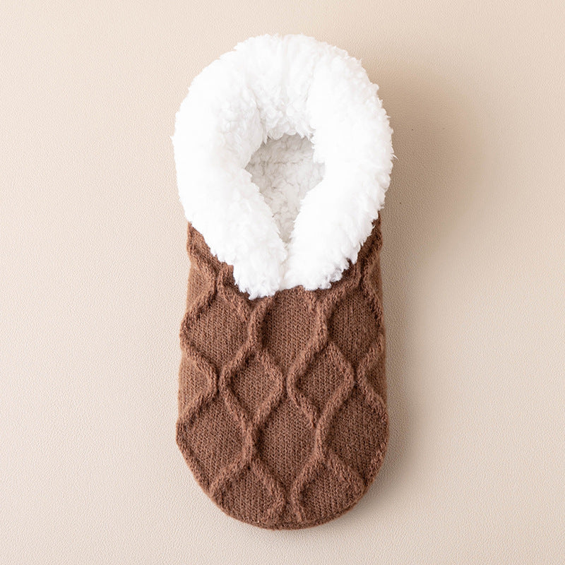 Plush-lined slipper socks with grip dots