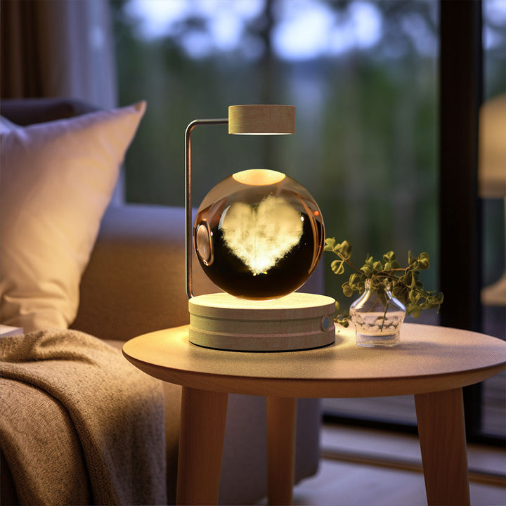 Crystal ball lamp with engraved galaxy