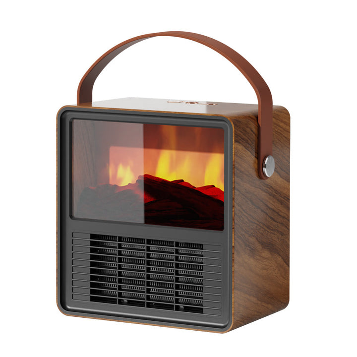 Wood grain fireplace style ceramic heater