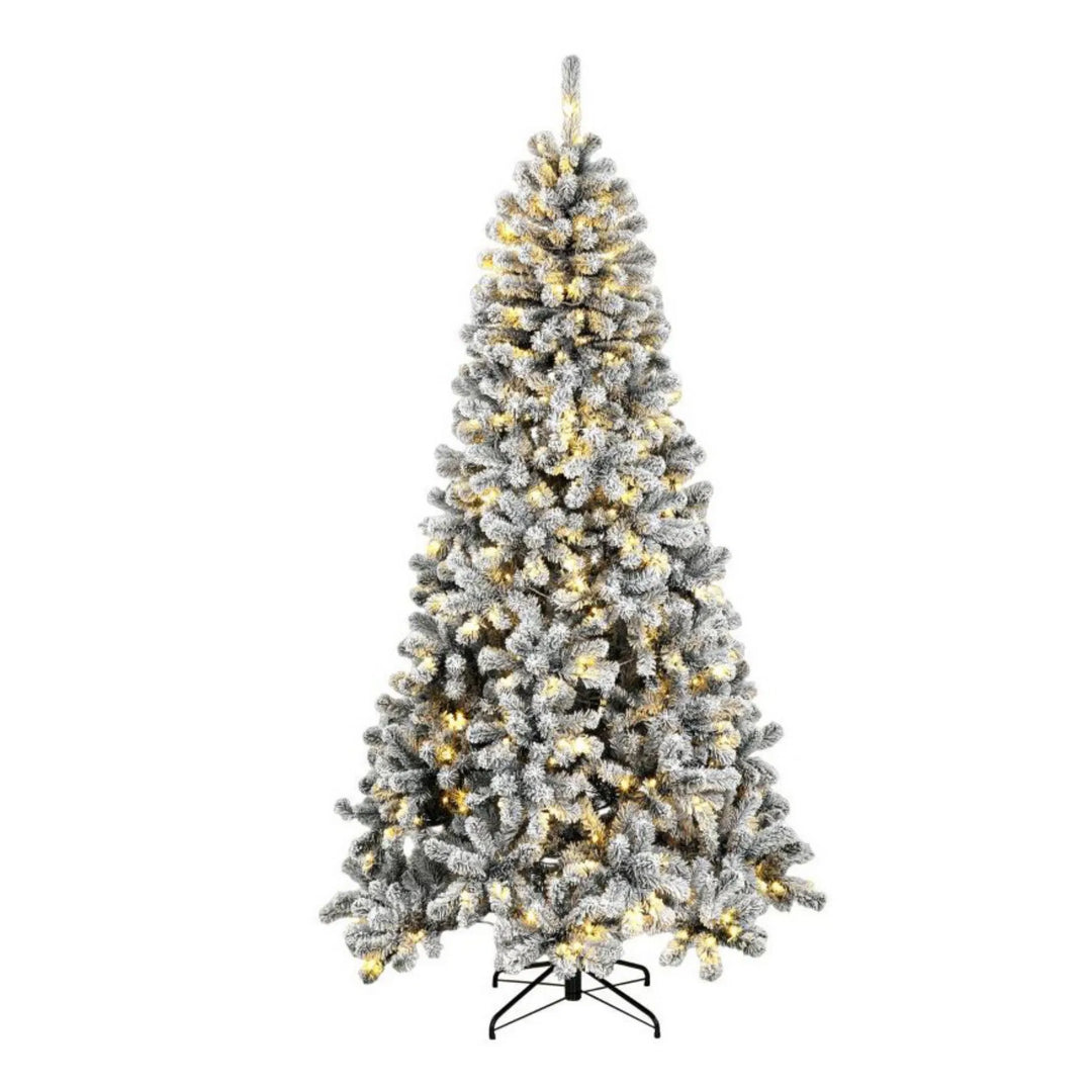 Flocked Northern pine Christmas tree with lights