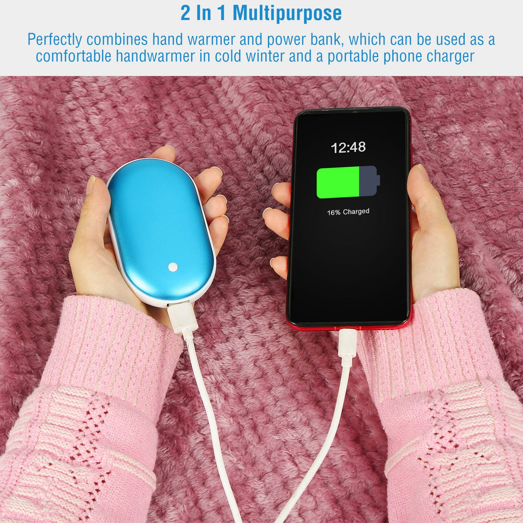 Rechargeable Hand Warmer Power Bank, 5000 mAh Double-Sided
