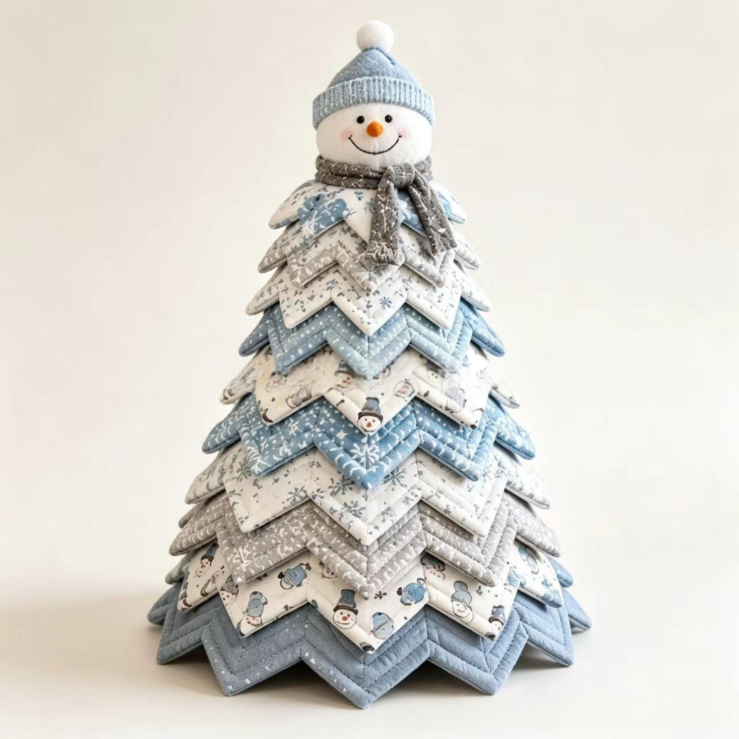Quilted fabric Christmas tree with star topper