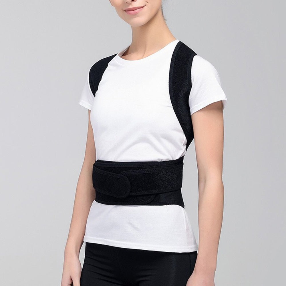 Black back posture corrector with stays