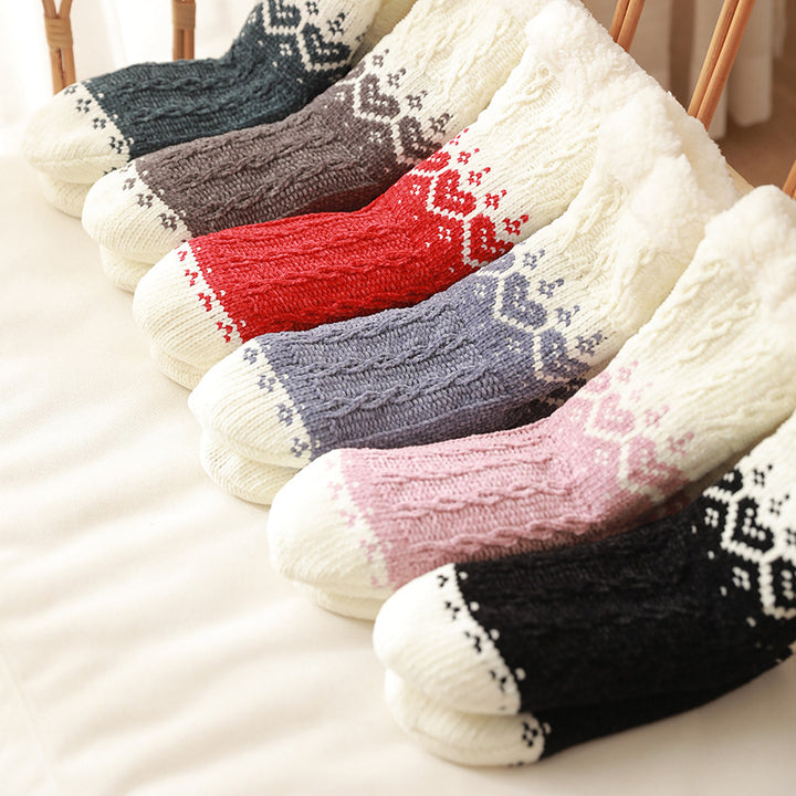 Pink heart knit house socks
