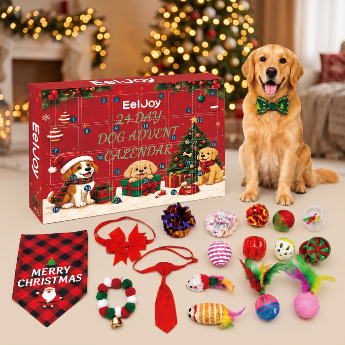 Heat Grove Dog Advent Calendar with 24 Toys and Festive Bandana