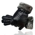 Black faux leather gloves with plush lining