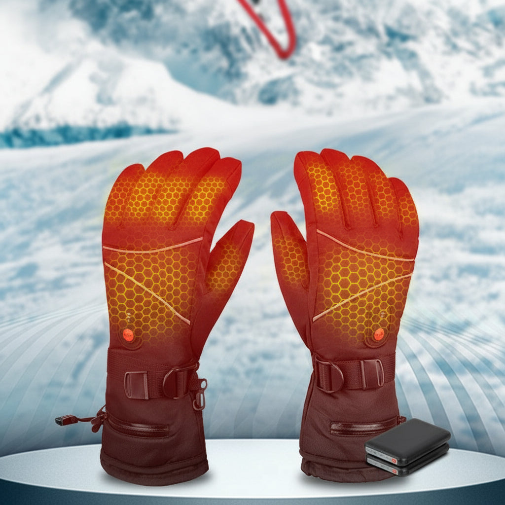 Waterproof Heated Ski Gloves with Rechargeable Battery
