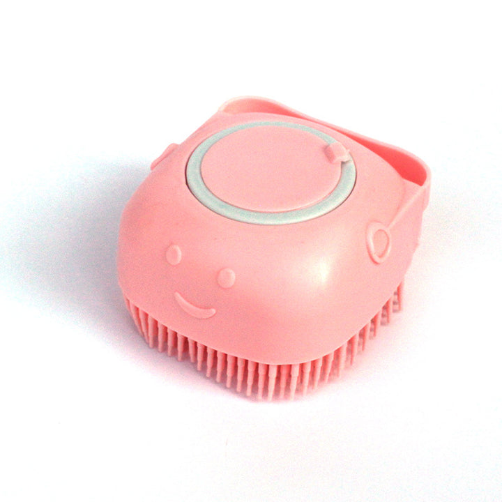Silicone pet bath brush with shampoo chamber