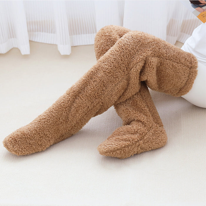 Heat Grove Fuzzy Over-the-Knee Socks, Thick Plush Inside and Out
