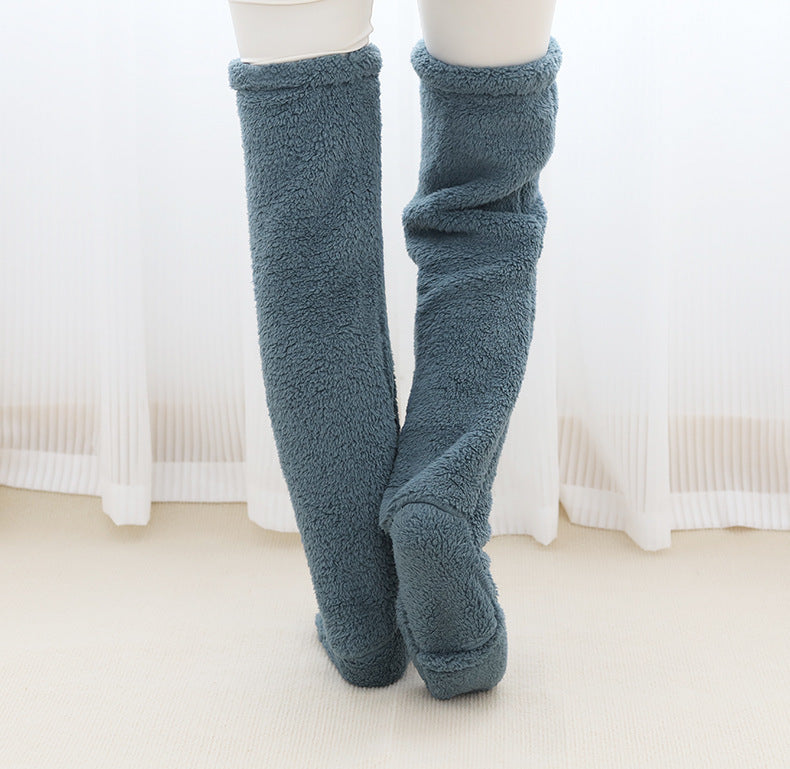 Fuzzy lilac over-the-knee plush socks