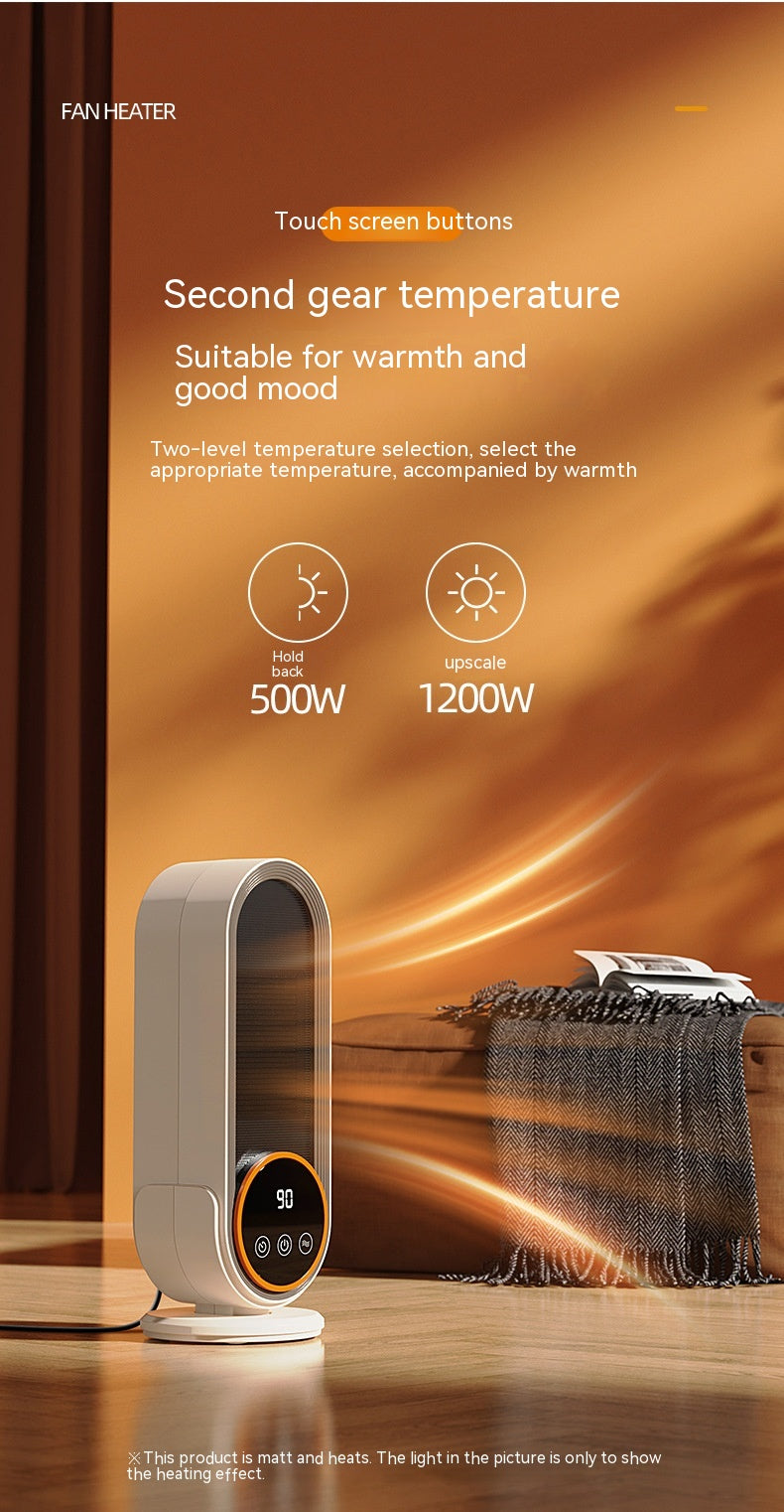 White ceramic tower heater with LED touch display