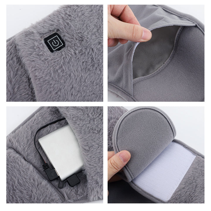 Plush heated waist belt with hand pocket