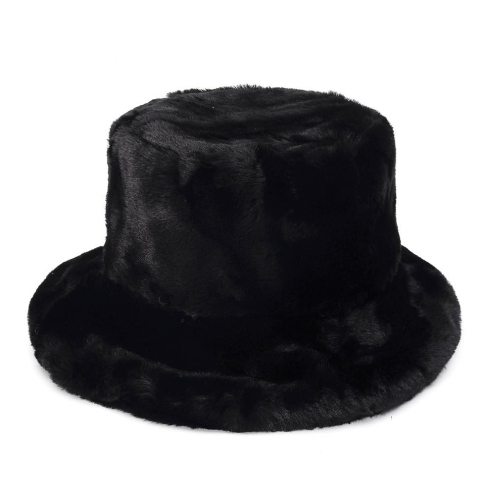 Fluffy leopard print faux fur bucket hat