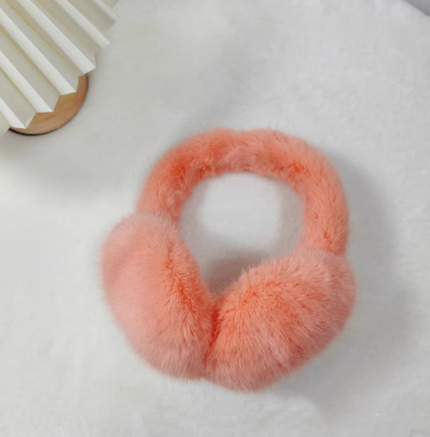 Fluffy white faux fur earmuffs