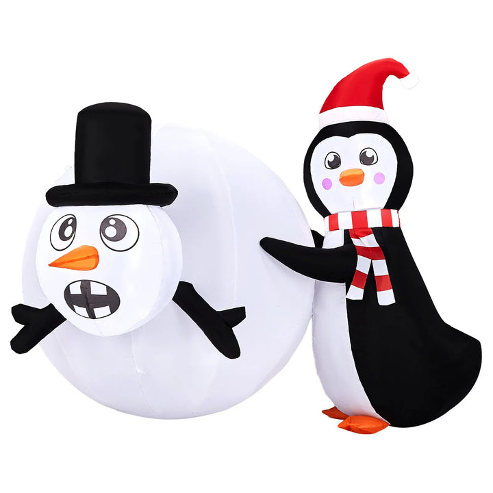 Inflatable penguin with giant snowball