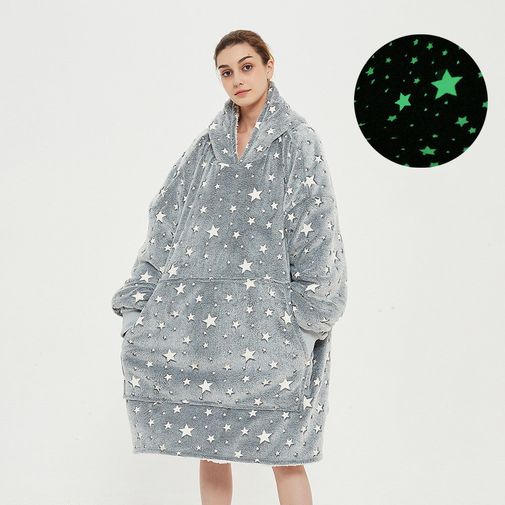 Wearable Blanket Hoodie for Adults, Flannel and Lamb Wool