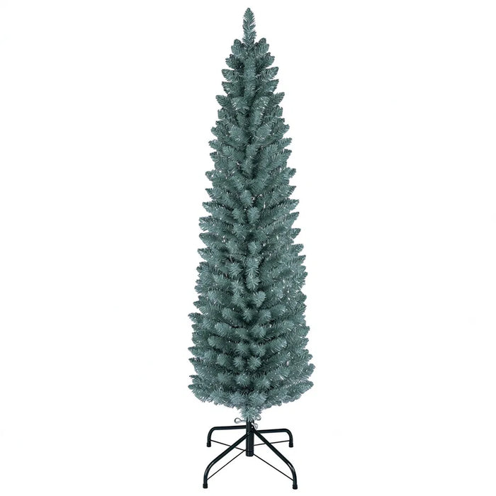 Heat Grove 5 ft Slim Frosted Pencil Christmas Tree with Silver Tips