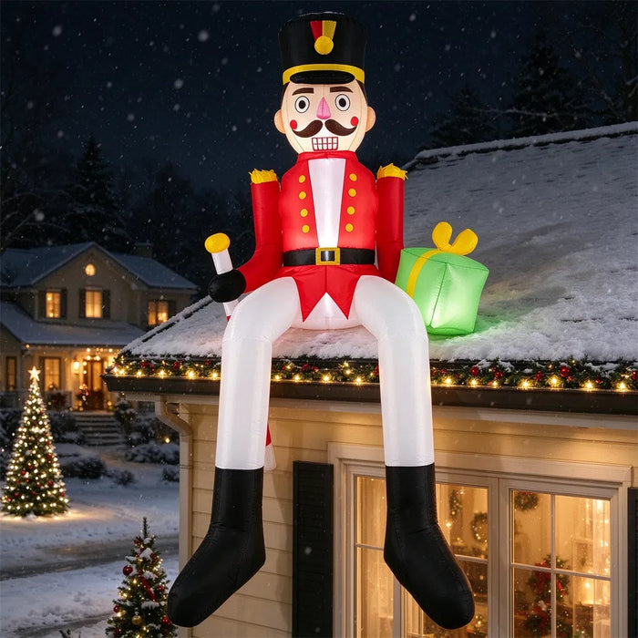 Heat Grove 8.7 ft Inflatable Sitting Nutcracker with LED Lights