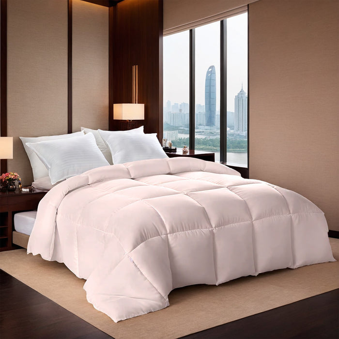 Heat Grove Pink Box Stitched Comforter with Plump Warm Fill