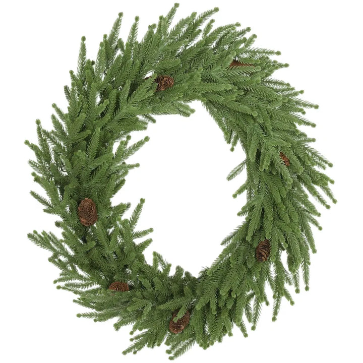 Norfolk pine Christmas wreath with pine cones