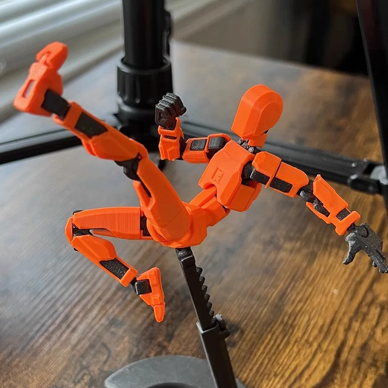 Orange poseable 3D printed robot figure