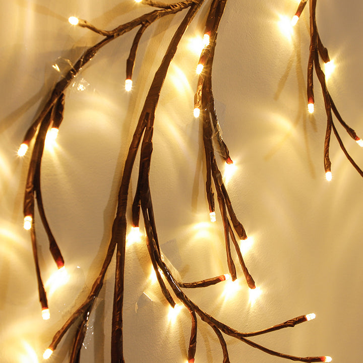 Warm white LED rattan branch lights on wall