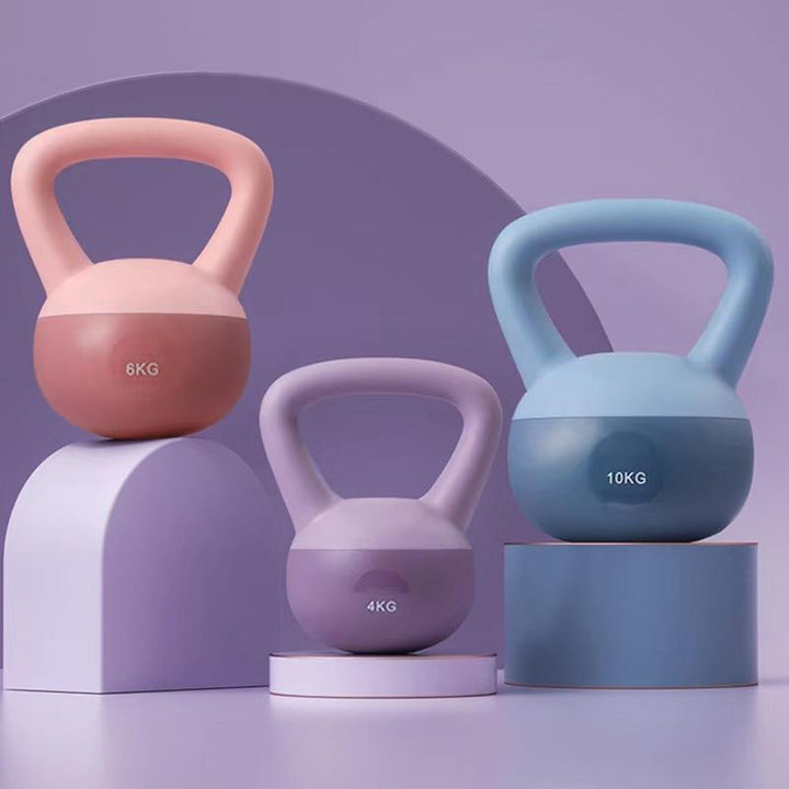 Light pink soft-shell kettlebell for home