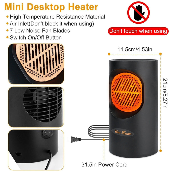 Portable 300W Electric Mini Heater | Spiral Heating Element, 7 Fan Blades | Quiet Operation