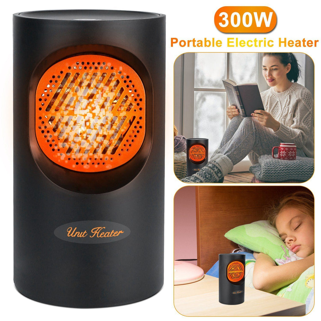 Portable 300W Electric Mini Heater | Spiral Heating Element, 7 Fan Blades | Quiet Operation
