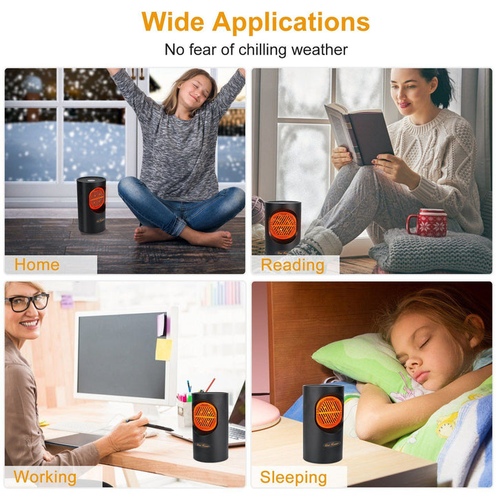 Portable 300W Electric Mini Heater | Spiral Heating Element, 7 Fan Blades | Quiet Operation