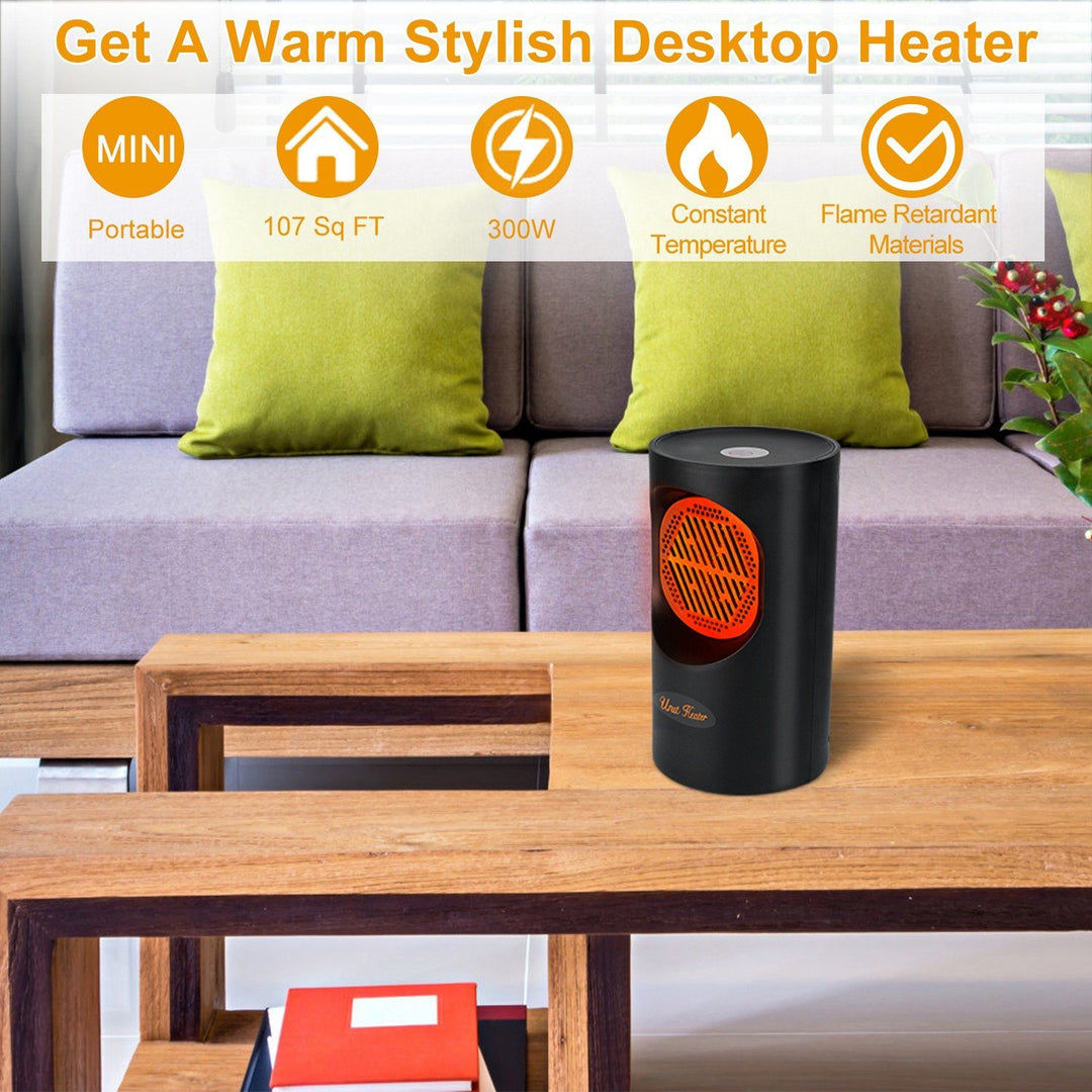 Portable 300W Electric Mini Heater | Spiral Heating Element, 7 Fan Blades | Quiet Operation