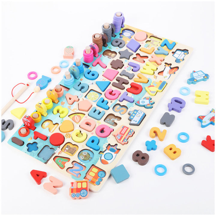 Wooden Montessori board with fishing rod