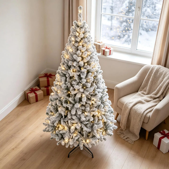 Flocked Fraser fir Christmas tree 6 ft
