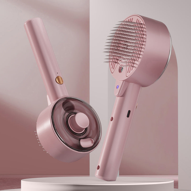 Spray grooming brush with mist for cats