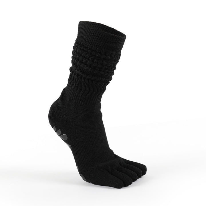 White slouchy toe socks with grip dots