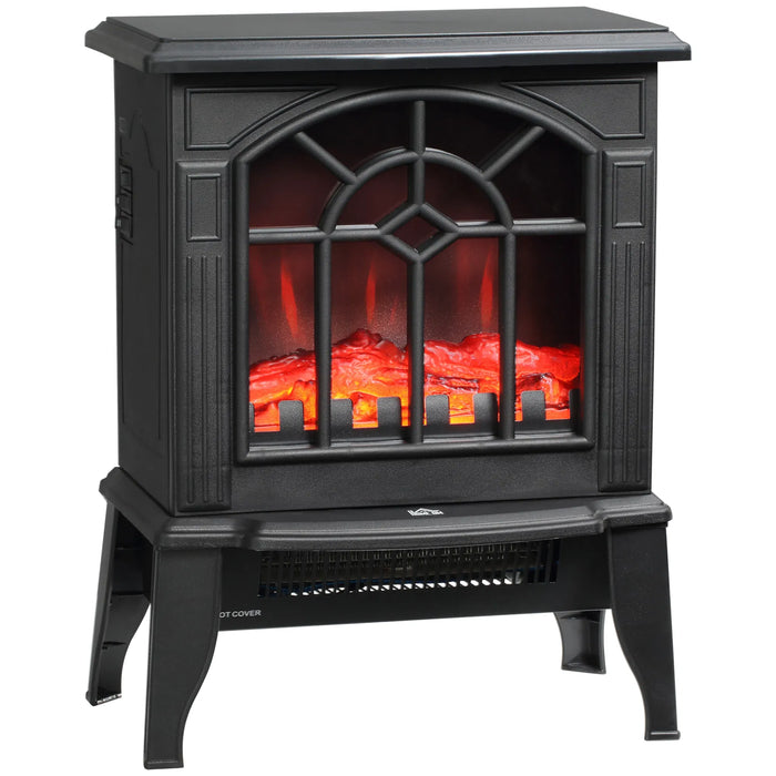 Heat Grove Compact Electric Fireplace Stove with Arched Glass Window